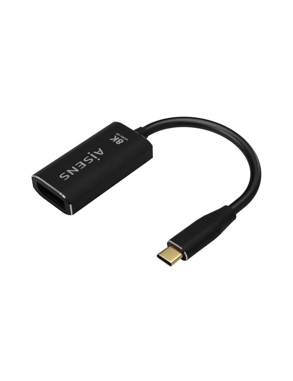 Conversor Aisens A109-0690/ USB Tipo-C Macho - DisplayPort Hembra/ Hasta 27W/ 1250Mbps/ 15cm/ Negro