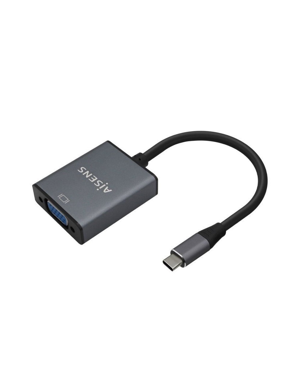 Conversor Aisens A109-0691/ USB Tipo-C Macho - VGA Hembra/ Hasta 27W/ 1250Mbps/ 15cm/ Gris