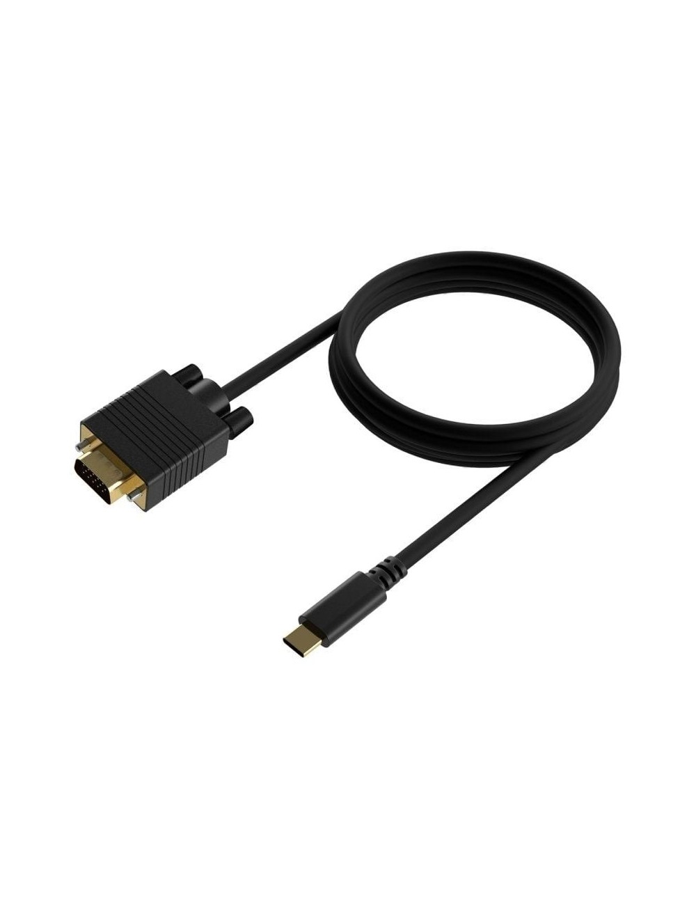 Cable Conversor Aisens A109-0693/ USB Tipo-C Macho - VGA Macho/ Hasta 27W/ 1250Mbps/ 1.8m/ Negro