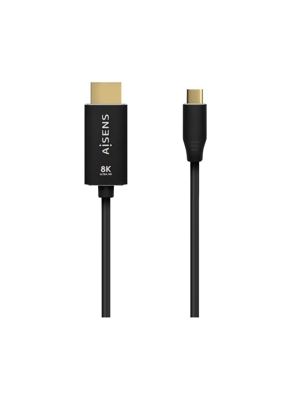Cable Conversor Aisens A109-0712/ USB Tipo-C Macho - HDMI 8K Macho/ Hasta 27W/ 6000Mbps/ 2m/ Negro