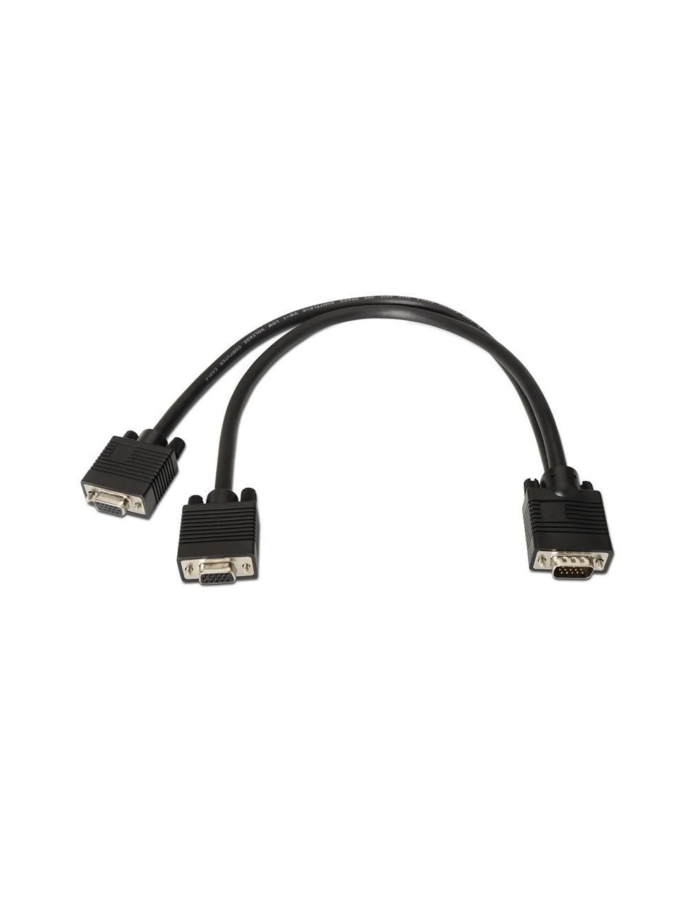 Cable Duplicador SVGA Aisens A113-0081/ VGA Macho - 2x VGA Hembra/ Hasta 3W/ 10Mbps/ 45cm/ Negro