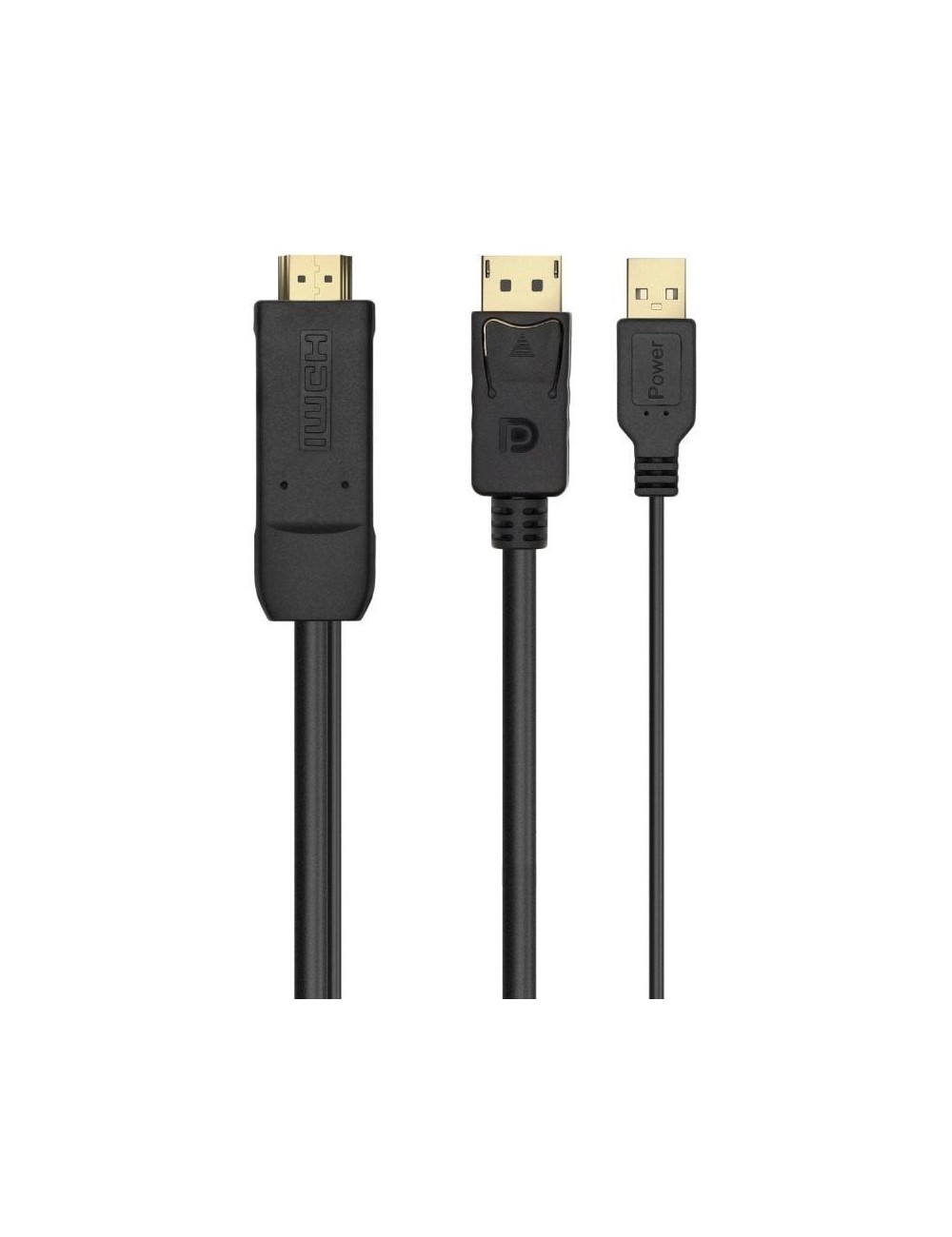 Cable Conversor Aisens A122-0641/ HDMI Macho - DisplayPort Macho + USB Macho/ Hasta 10W/ 2250Mbps/ 10cm + 1.8m/ Negro