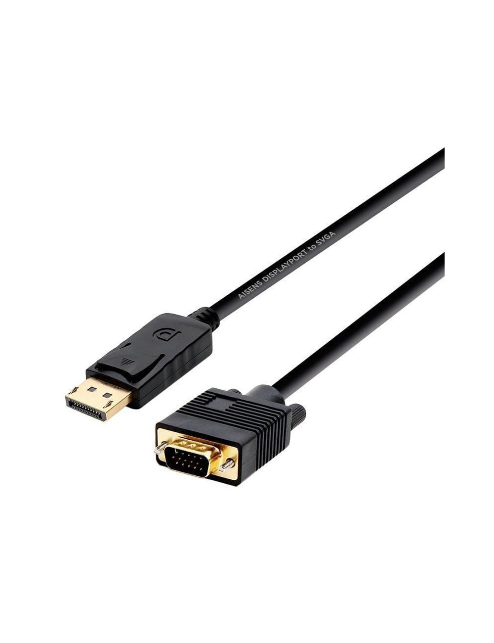 Cable Conversor Aisens A125-0365/ DisplayPort Macho - VGA Macho/ Hasta 5W/ 2300Mbps/ 2m/ Negro