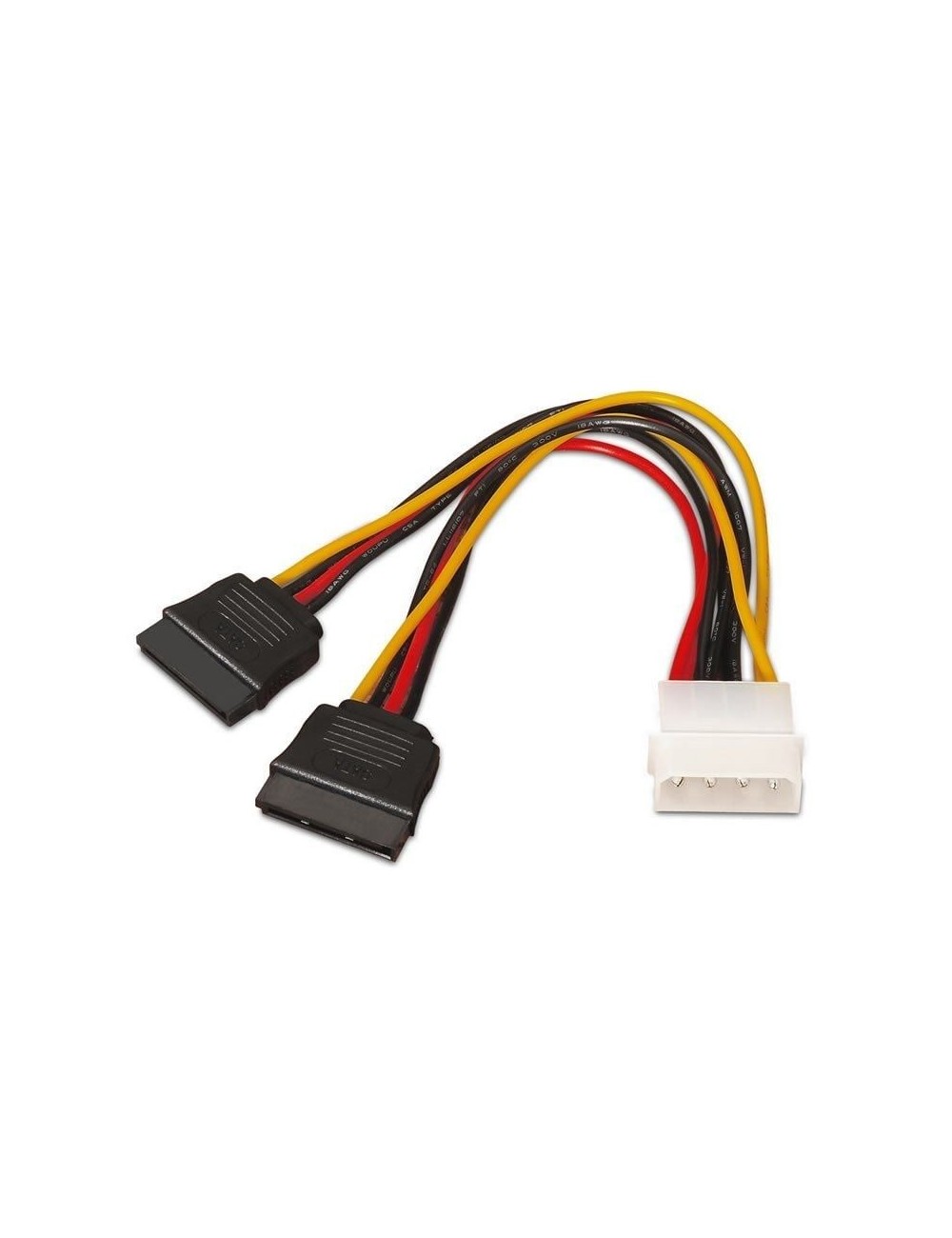 Cable Duplicador de Alimentación Aisens A131-0161/ Molex 4 PIN Macho - 2x SATA Hembra/ Hasta 54W/ 20cm