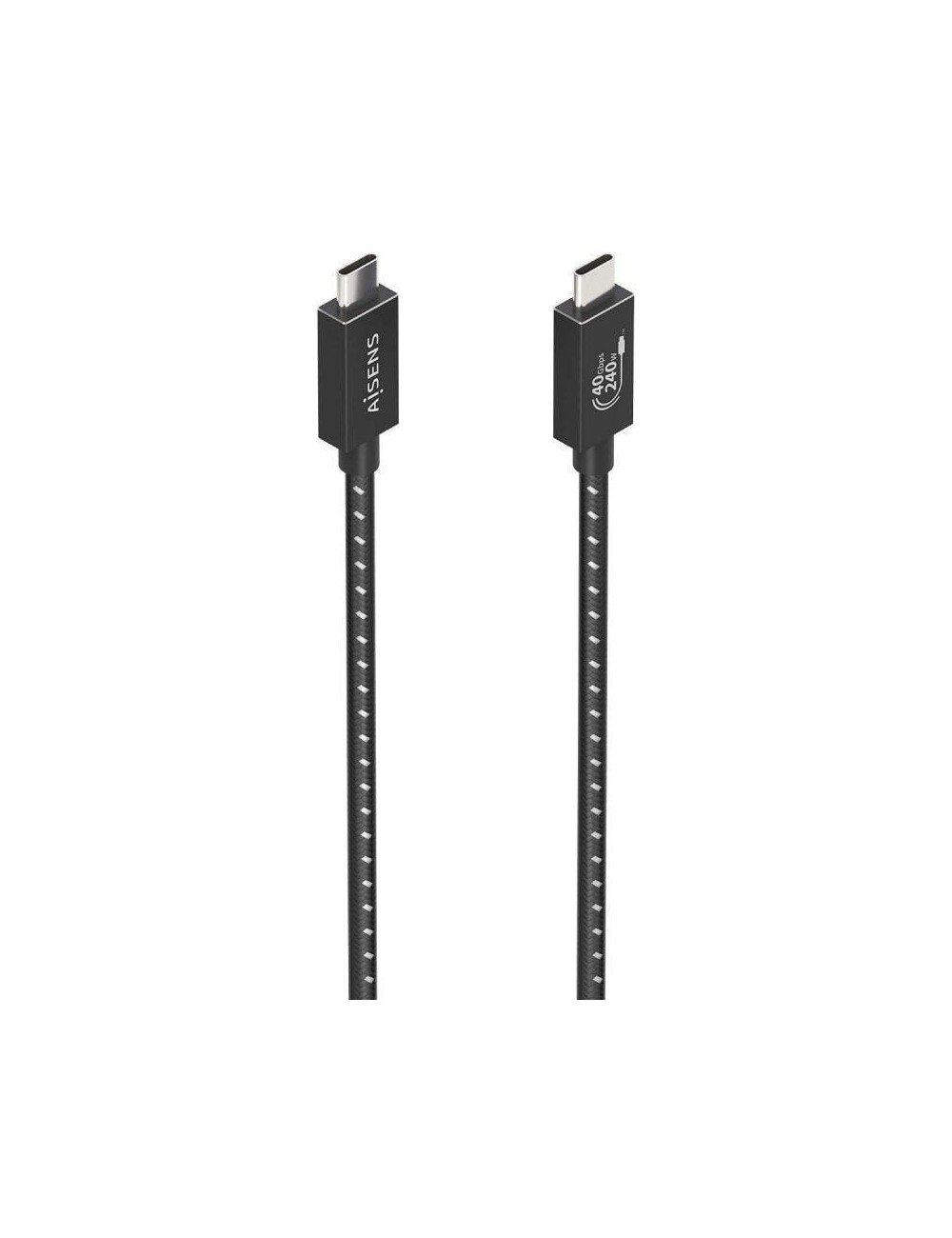 Cable USB 4.0 Tipo-C Aisens A156-0866/ USB Tipo-C Macho - USB Tipo-C Macho/ Hasta 240W/ 40Gbps/ 50cm/ Gris