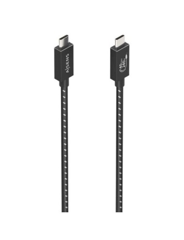 Cable USB 4.0 Tipo-C Aisens A156-0867/ USB Tipo-C Macho - USB Tipo-C Macho/ Hasta 240W/ 40Gbps/ 1m/ Gris
