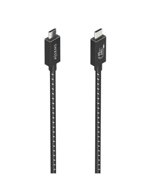 Cable USB 4.0 Tipo-C Aisens A156-0867/ USB Tipo-C Macho - USB Tipo-C Macho/ Hasta 240W/ 40Gbps/ 1m/ Gris
