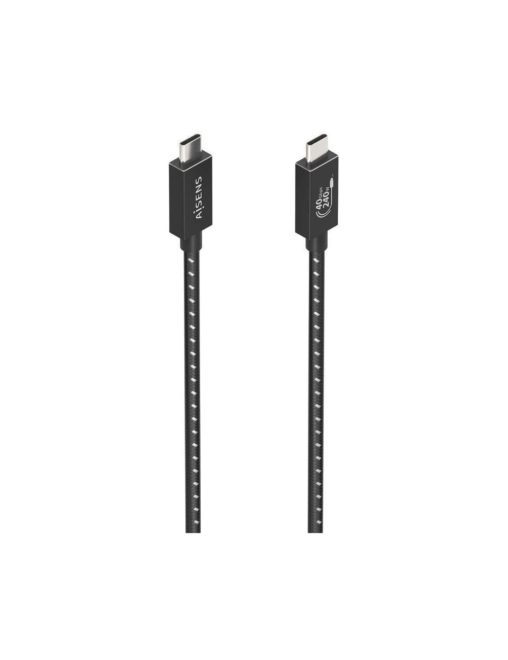 Cable USB 4.0 Tipo-C Aisens A156-0868/ USB Tipo-C Macho - USB Tipo-C Macho/ Hasta 240W/ 40Gbps/ 1.5m/ Gris