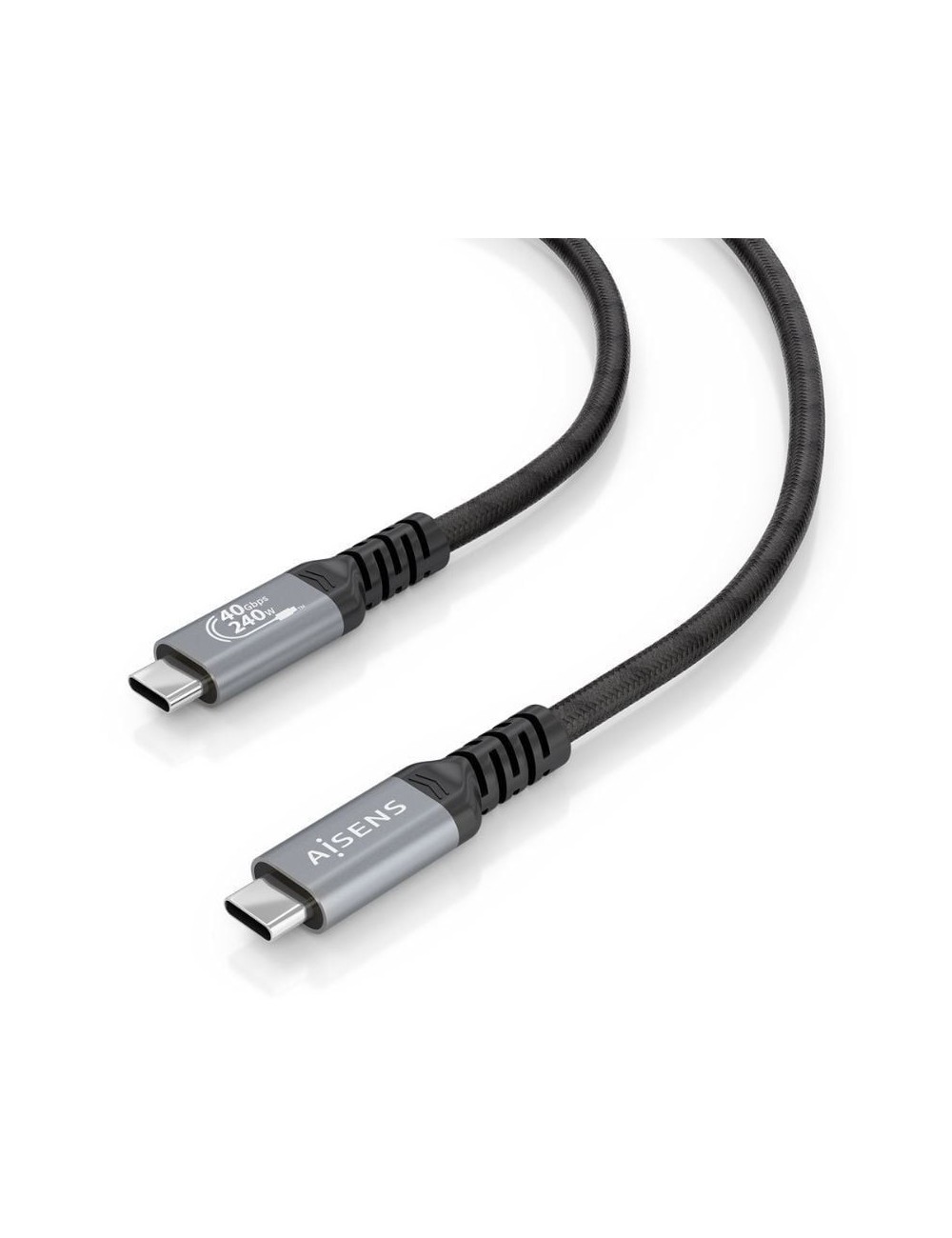 Cable USB 4.0 Tipo-C Aisens A156-0996/ USB Tipo-C Macho - USB Tipo-C Macho/ Hasta 240W/ 40Gbps/ 2m/ Negro