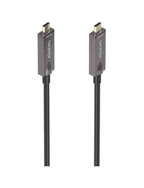 Cable USB 3.1 Tipo-C Aisens AOC A157-0882/ USB Tipo-C Macho - USB Tipo-C Macho/ Hasta 60W/ 10Gbps/ 10m/ Negro