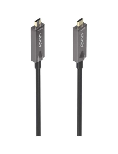 Cable USB 3.1 Tipo-C Aisens AOC A157-0883/ USB Tipo-C Macho - USB Tipo-C Macho/ Hasta 60W/ 10Gbps/ 15m/ Negro