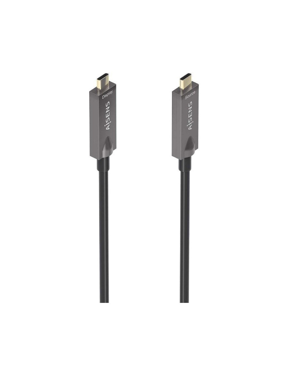 Cable USB 3.1 Tipo-C Aisens AOC A157-0883/ USB Tipo-C Macho - USB Tipo-C Macho/ Hasta 60W/ 10Gbps/ 15m/ Negro