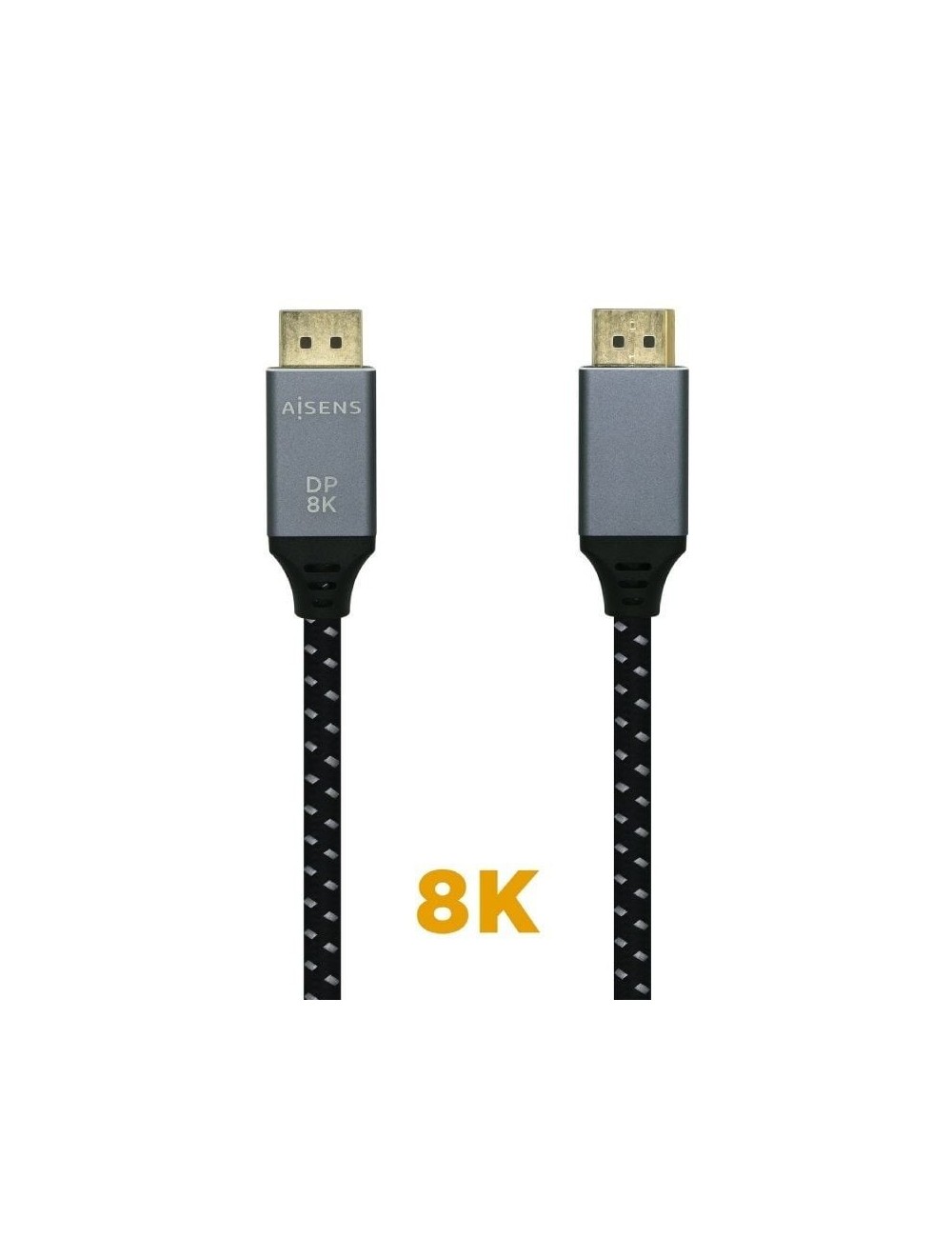 Cable DisplayPort 1.4 8K Aisens A149-0435/ DisplayPort Macho - DisplayPort Macho/ 1m/ Negro Gris