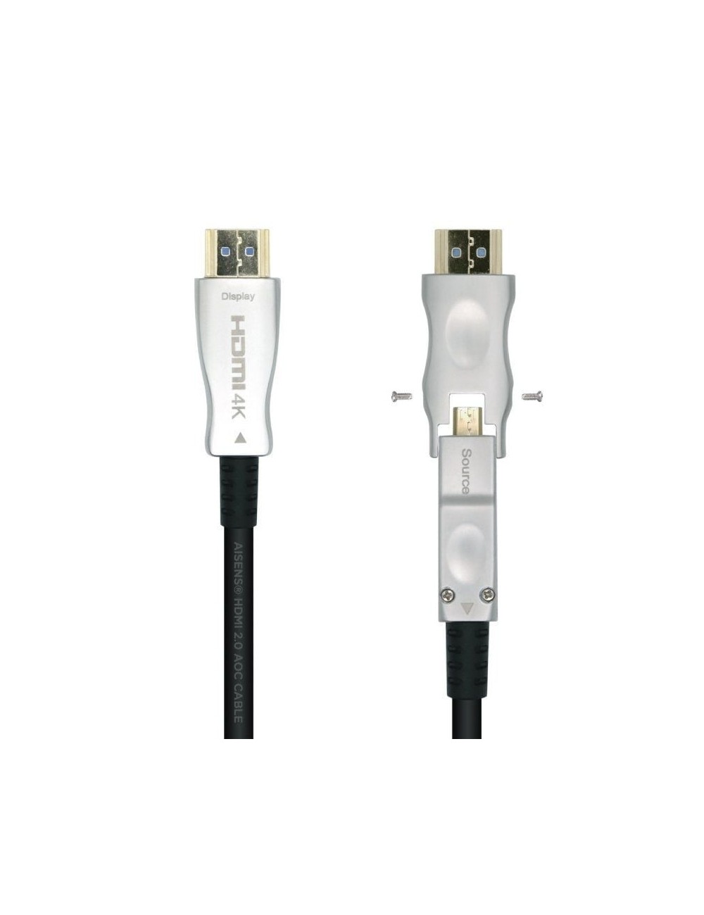 Cable HDMI 2.0 AOC 4K Desmontable Aisens A148-0511/ HDMI Macho / D Macho - HDMI Macho/ 20m/ Negro