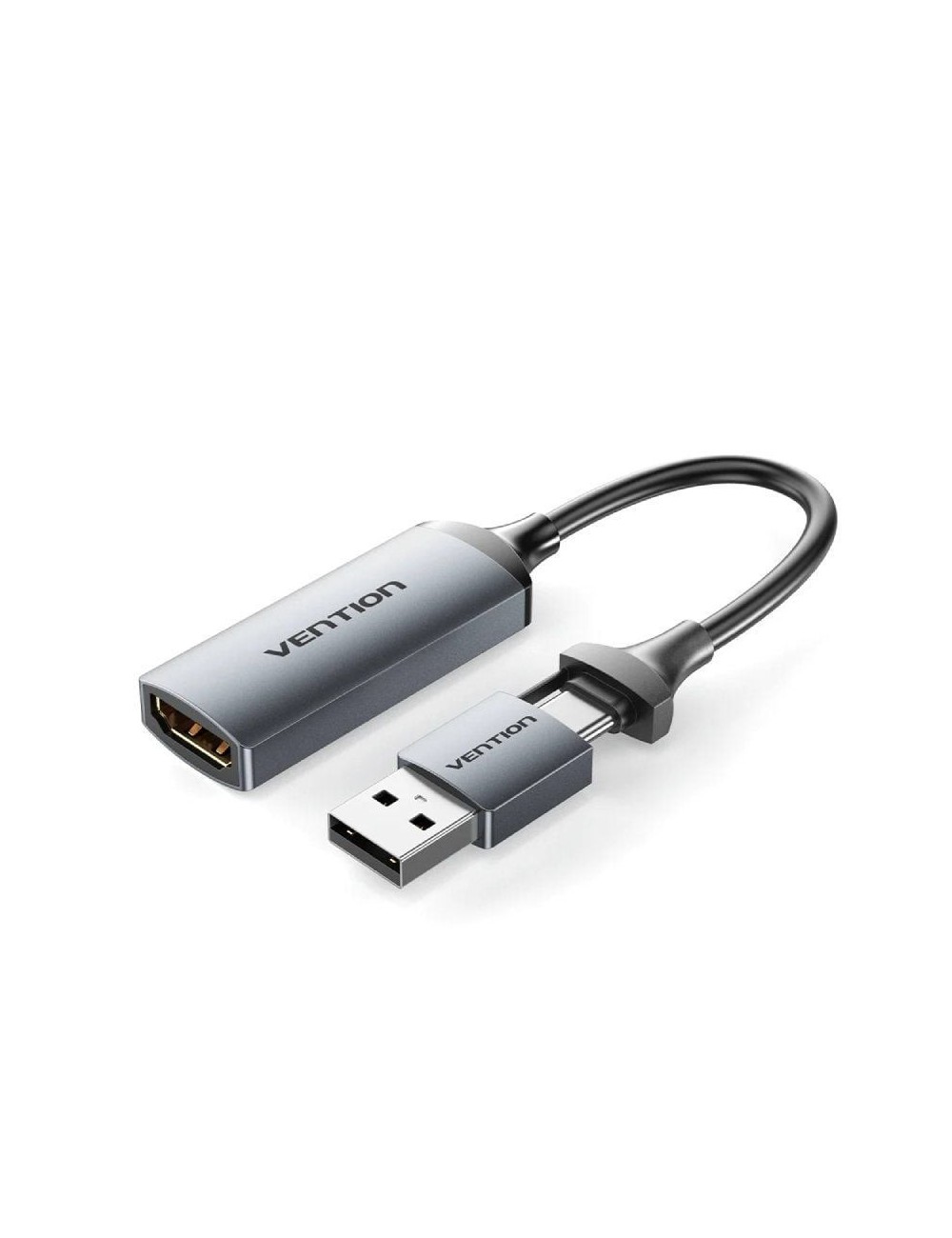 Conversor HDMI 4K 60Hz Vention ACWHA/ HDMI Hembra / USB Macho - USB Tipo-C Macho/ 480Mbps/ 10cm/ Negro