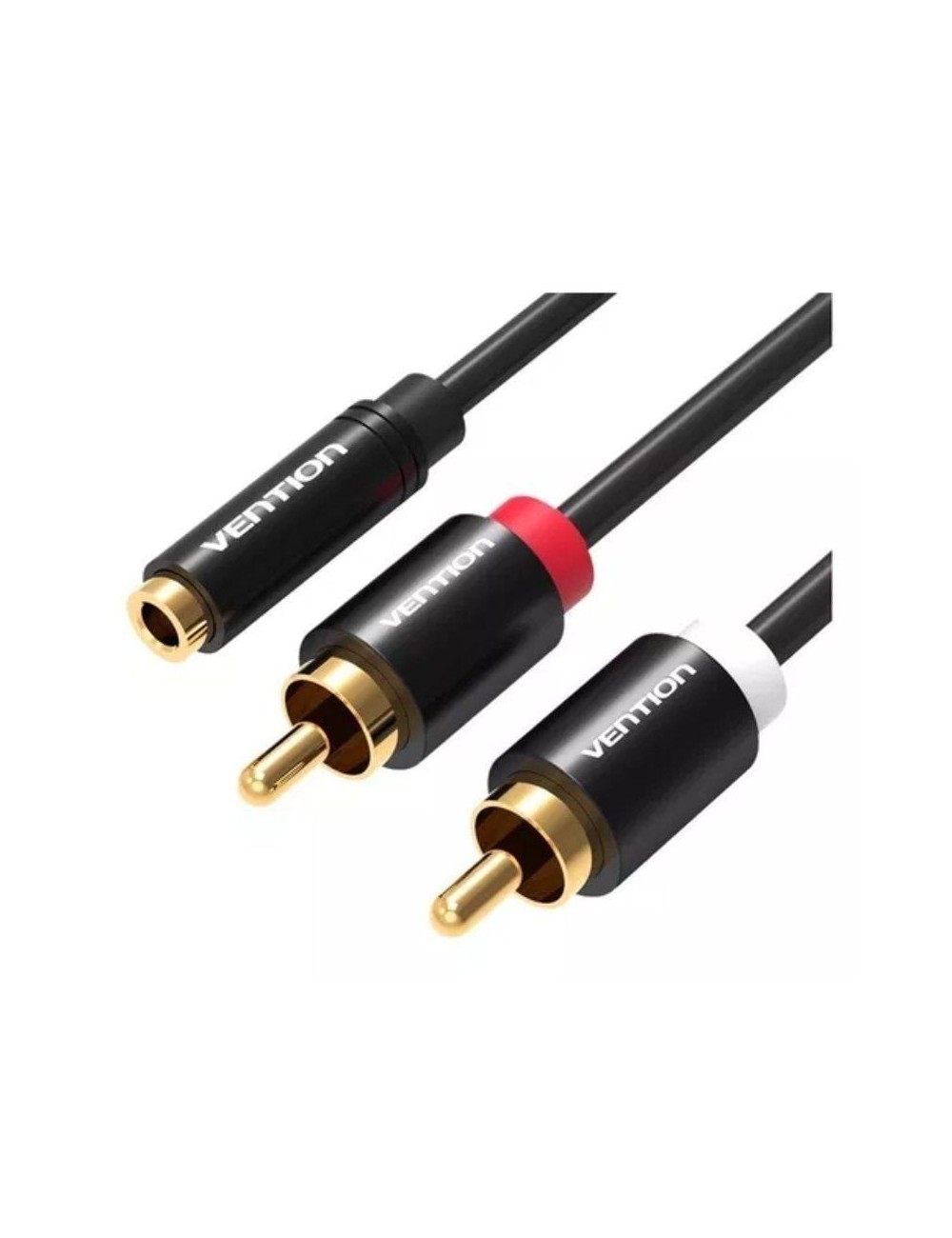 Cable Estéreo Vention VAB-R01-B100/ Jack 3.5 Hembra - 2x RCA Macho/ 1m/ Negro