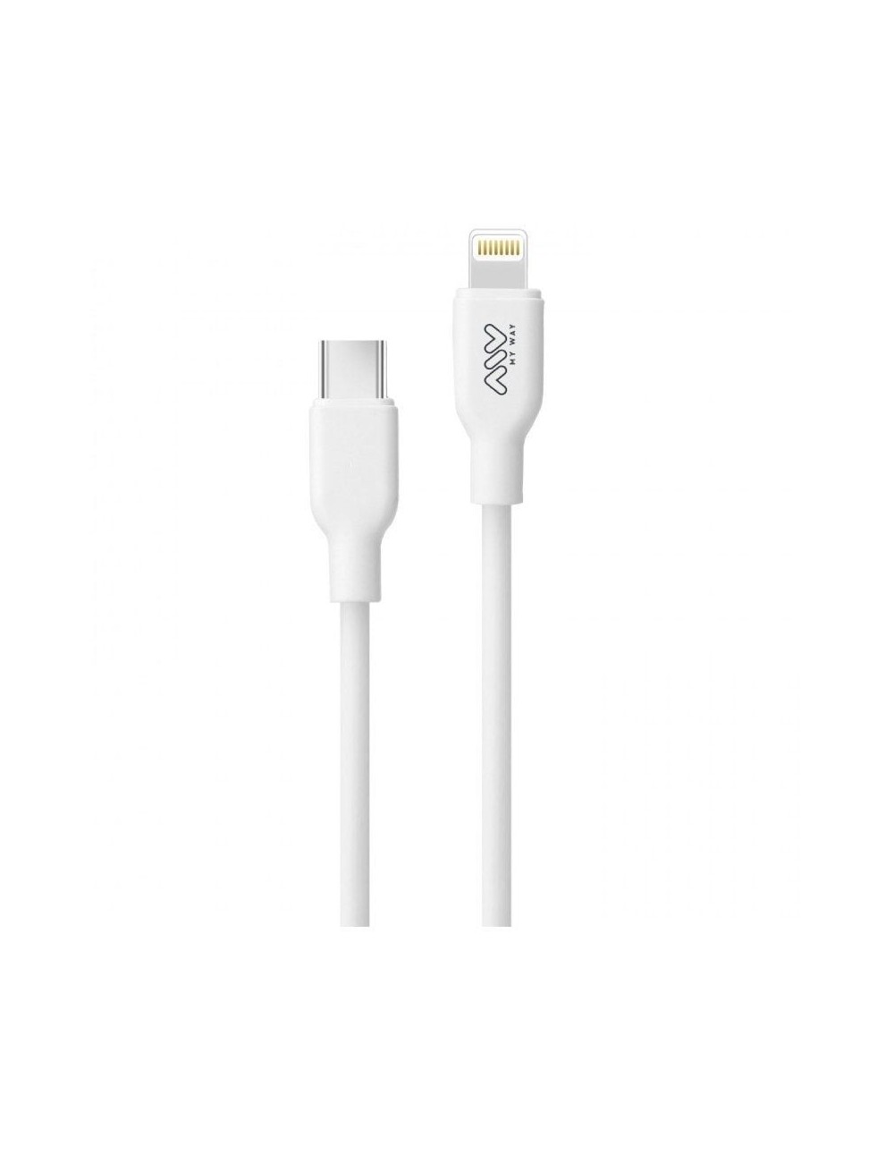 Cable USB 2.0 Tipo-C Lightning Myway MWUSC0023/ USB Tipo-C Macho - Lightning Macho/ Hasta 20W/ 480Mbps/ 1m/ Blanco