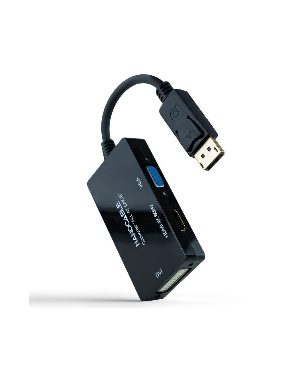 Cable DisplayPort Nanocable 10.16.3301-ALL/ HDMI Hembra - DVI-D Hembra - VGA Hembra/ 20cm/ Negro