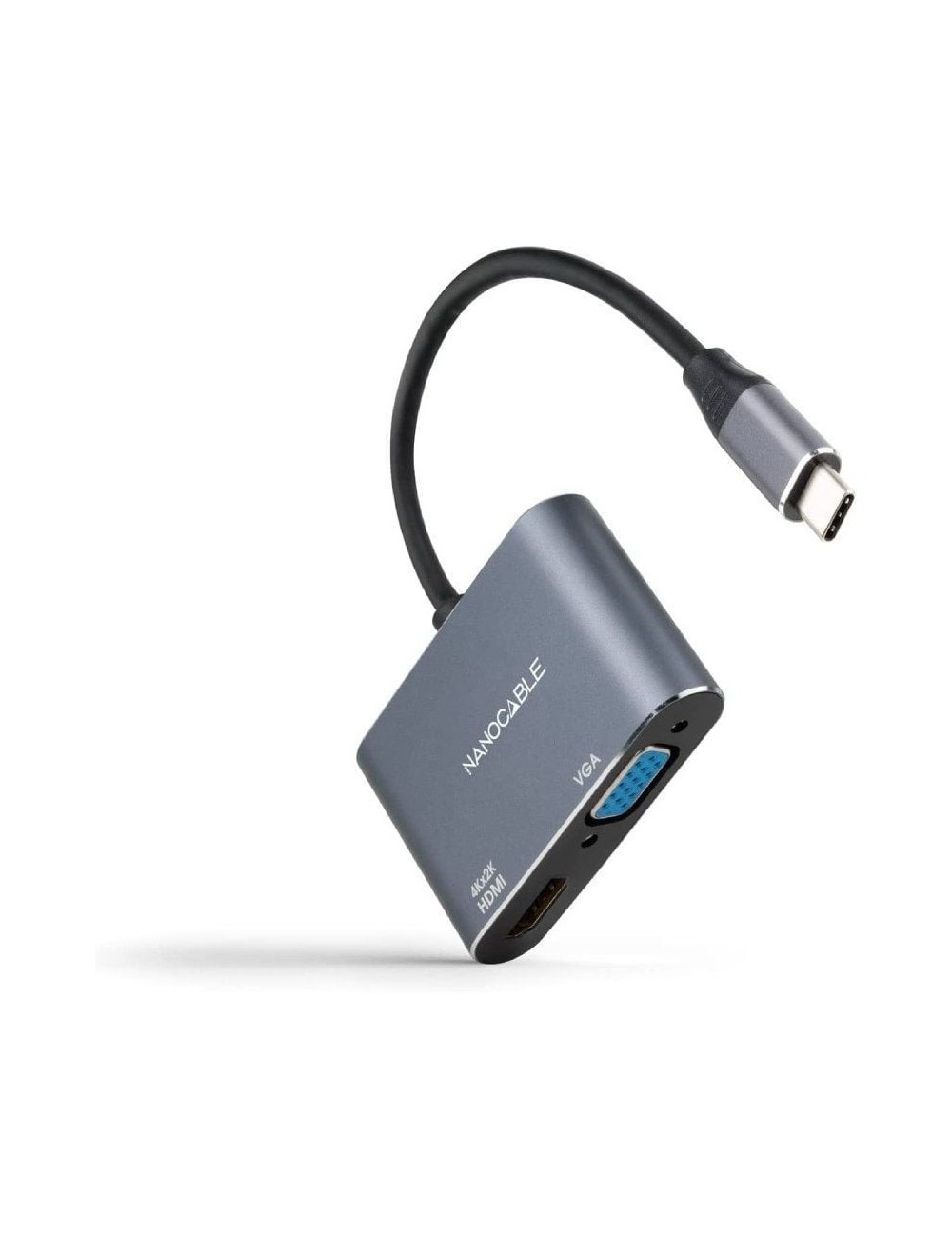 Conversor Nanocable 10.16.4303/ USB Tipo-C Macho/ HDMI Hembra - VGA Hembra/ 15cm/ Gris