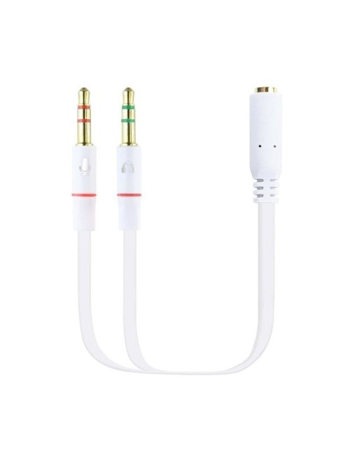 Cable Estéreo Nanocable 10.24.1203/ Jack 3.5 Hembra - 2x Jack 3.5 Macho/ 20cm/ Blanco