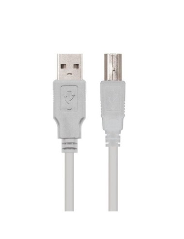 Cable USB 2.0 Impresora Nanocable 10.01.0102/ USB Tipo-B Macho - USB Macho / 480Mbps/ 1m/ Beige