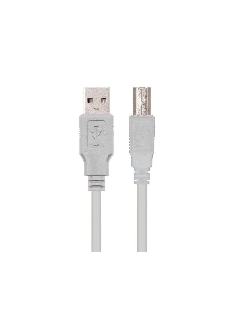 Cable USB 2.0 Impresora Nanocable 10.01.0102/ USB Tipo-B Macho - USB Macho / 480Mbps/ 1m/ Beige