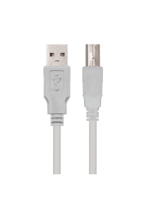 Cable USB 2.0 Impresora Nanocable 10.01.0102/ USB Tipo-B Macho - USB Macho / 480Mbps/ 1m/ Beige