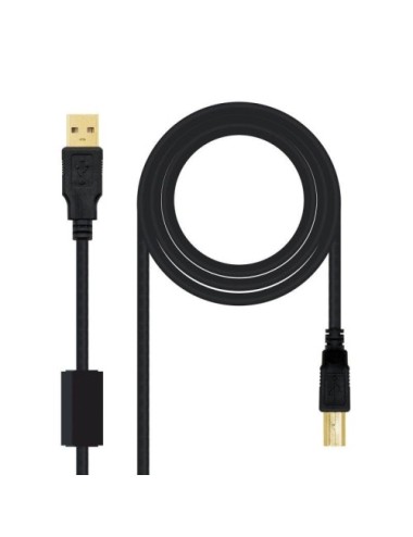 Cable USB 2.0 Impresora Nanocable 10.01.1203/ USB Tipo-B Macho - USB Macho/ 3m/ Negro