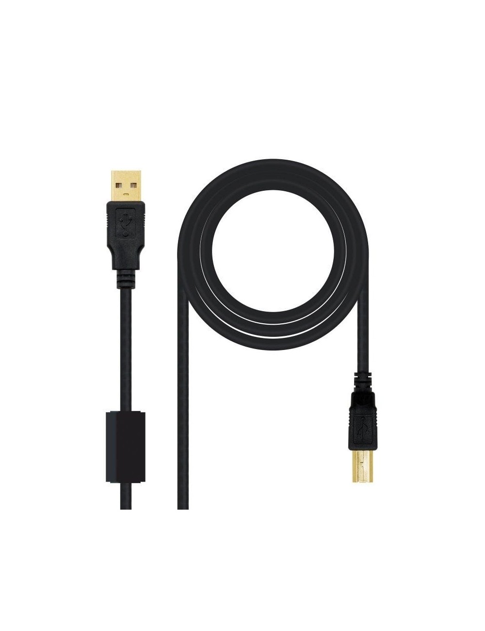 Cable USB 2.0 Impresora Nanocable 10.01.1203/ USB Tipo-B Macho - USB Macho/ 3m/ Negro