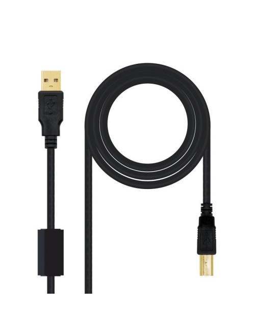 Cable USB 2.0 Impresora Nanocable 10.01.1203/ USB Tipo-B Macho - USB Macho/ 3m/ Negro