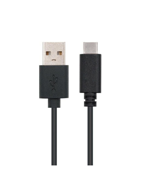Cable USB 2.0 Tipo-C Nanocable 10.01.2100/ USB Tipo-C Macho - USB Macho/ 480Mbps/ 50cm/ Negro