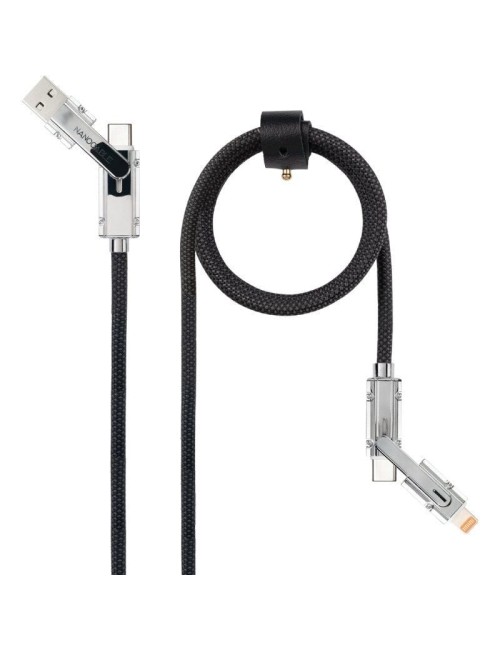Cable USB 2.0 Tipo-C Nanocable 10.01.2601/ USB Tipo-C Macho + USB Macho - USB Tipo-C Macho + Lightning Macho/ Hasta 27W/ 480Mbps