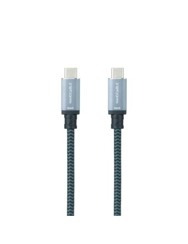 Cable USB 3.1 Tipo-C Nanocable 10.01.4101-COMB/ USB Tipo-C Macho - USB Tipo-C Macho/ Hasta 100W/ 10Gbps/ 1m/ Gris y Negro