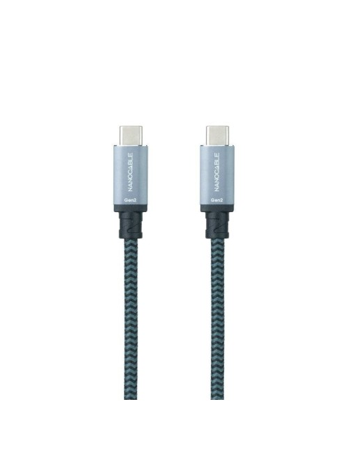Cable USB 3.1 Tipo-C Nanocable 10.01.4101-L150-COMB/ USB Tipo-C Macho - USB Tipo-C Macho/ Hasta 100W/ 10Gbps/ 1.5m/ Gris y Negro