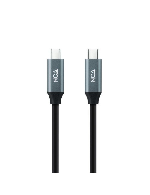 Cable USB 3.2 Nanocable 10.01.4300/ USB Tipo-C Macho - USB Tipo-C Macho/ Hasta 100W/ 20Gbps/ 50cm/ Gris y Negro