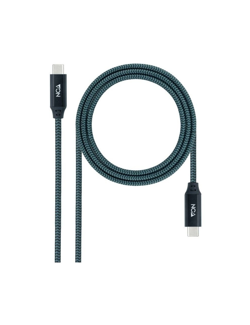 Cable USB 3.2 Tipo-C Nanocable 10.01.4302-COMB/ USB Tipo-C Macho - USB Tipo-C Macho/ Hasta 100W/ 20Gbps/ 2m/ Gris y Negro