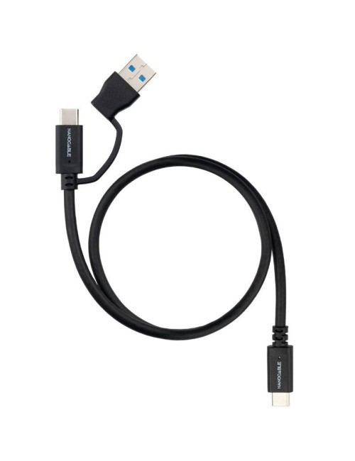 Cable USB 3.2 Tipo-C Nanocable 10.01.4800/ USB Tipo-C Macho/ USB Macho - USB Tipo-C Macho/ Hasta 60W/ 10Gbps/ 50cm/ Negro