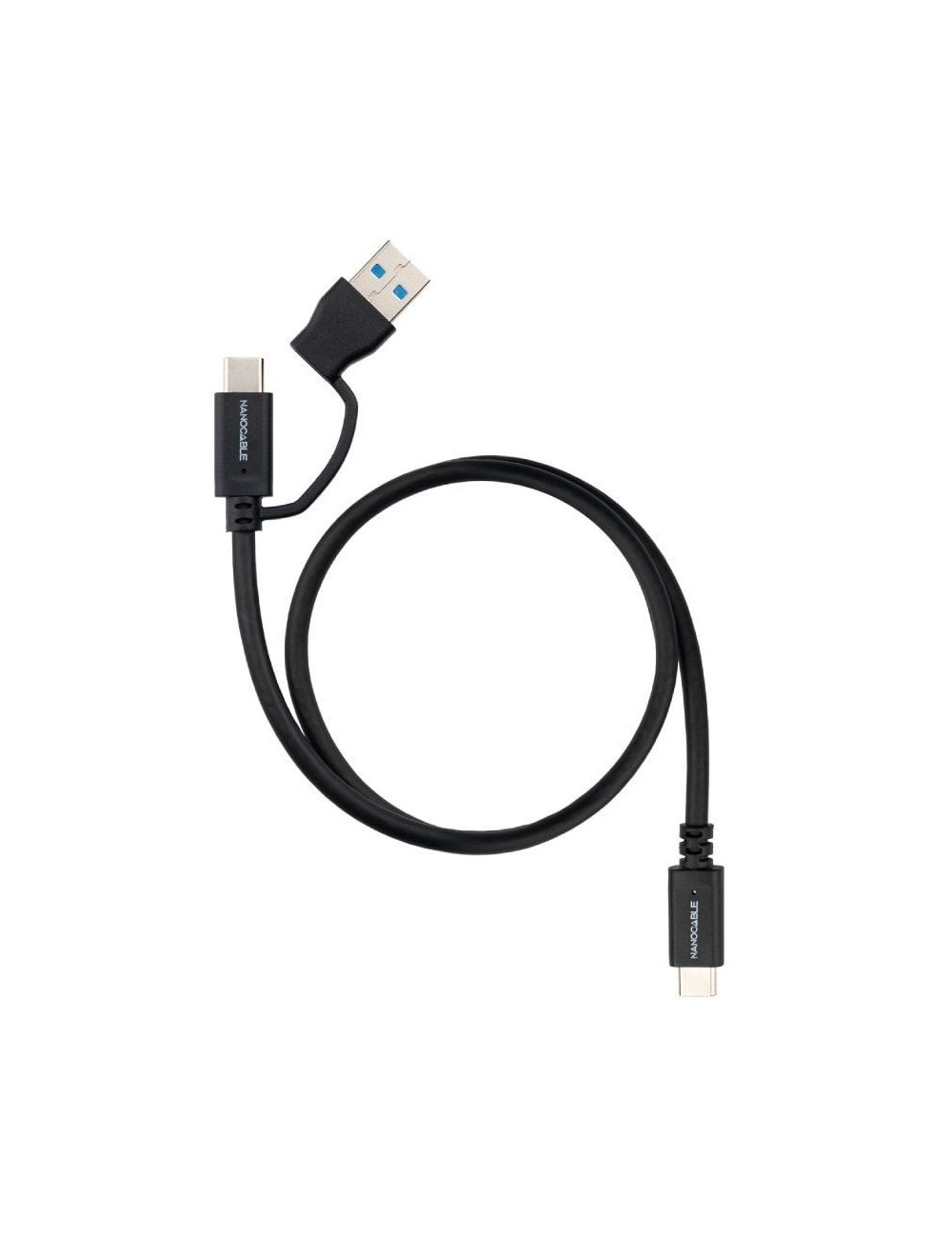 Cable USB 3.2 Tipo-C Nanocable 10.01.4802/ USB Tipo-C Macho/ USB Macho - USB Tipo-C Macho/ Hasta 60W/ 10Gbps/ 2m/ Negro