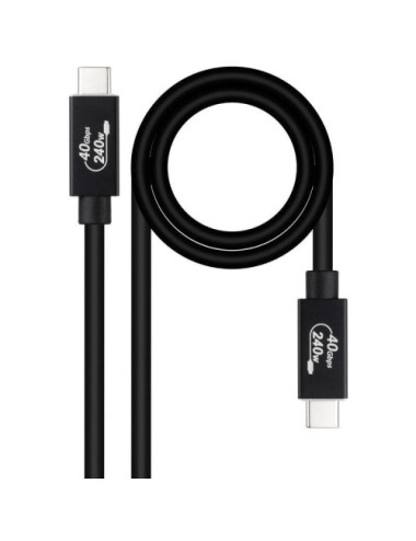 Cable USB 4.0 Nanocable 10.01.5001/ USB Tipo-C Macho - USB Tipo-C Macho/ Hasta 240W/ 40Gbps/ 1m/ Negro