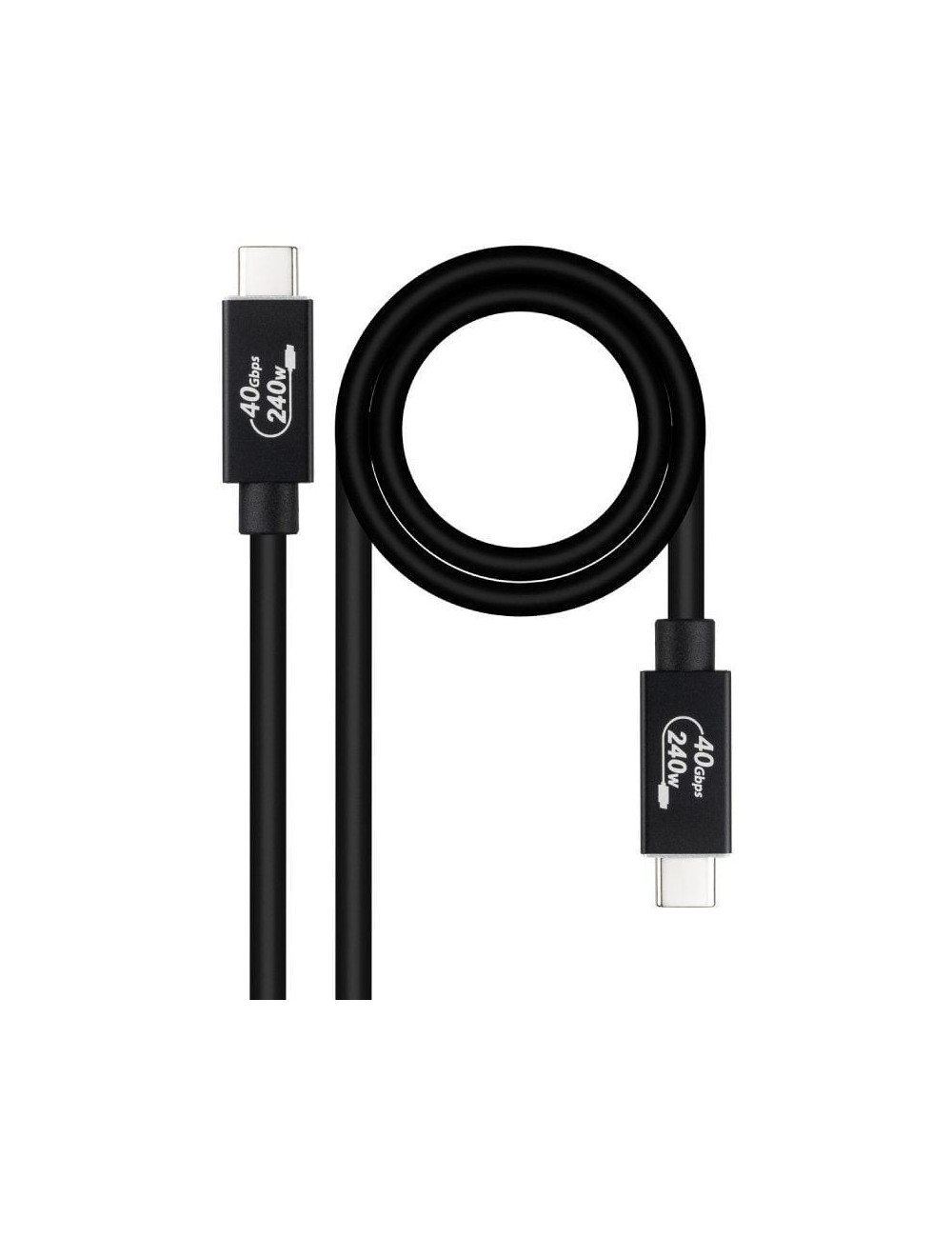 Cable USB 4.0 Nanocable 10.01.5002/ USB Tipo-C Macho - USB Tipo-C Macho/ Hasta 240W/ 40Gbps/ 1.8m/ Negro