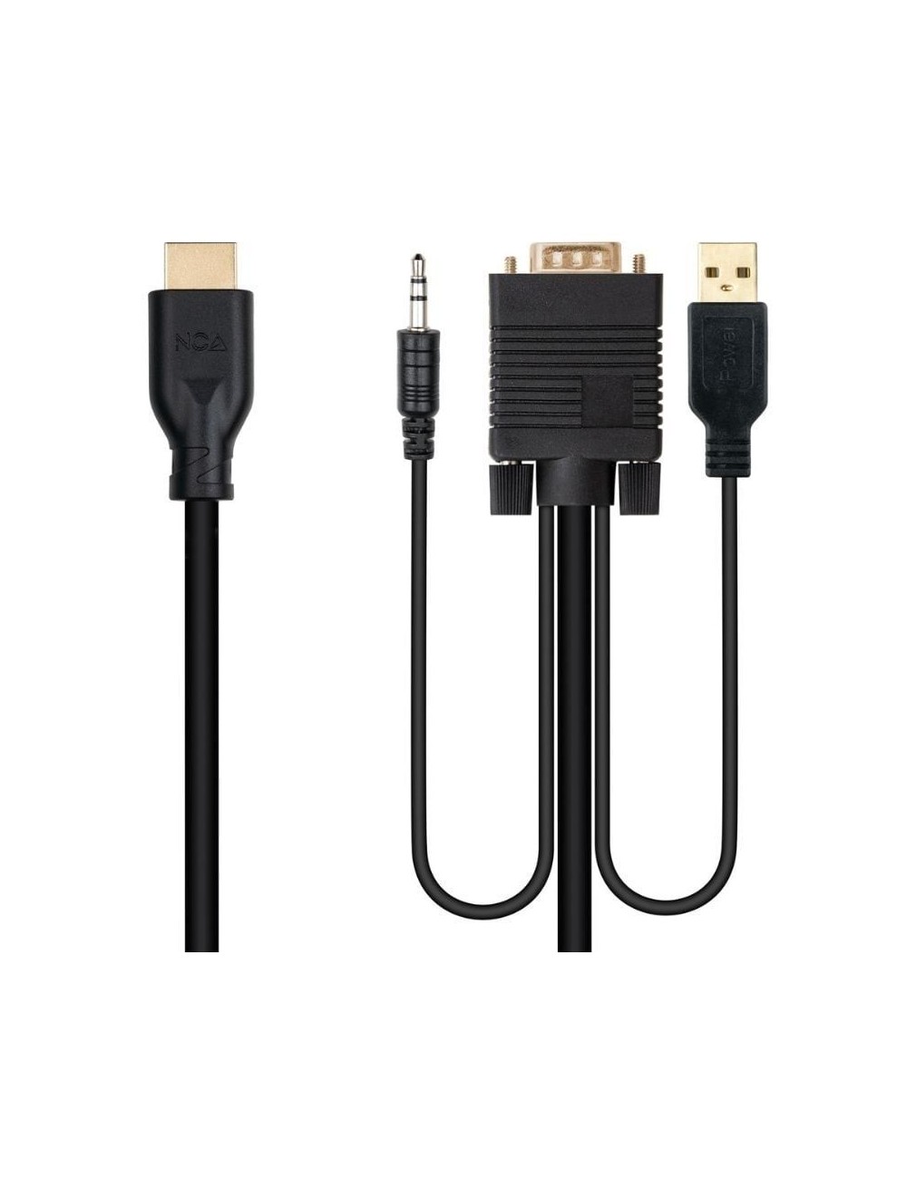 Cable Conversor Nanocable 10.15.4612/ HDMI Macho - VGA Macho/ Jack 3.5 Macho/ USB Macho/ 1.8m/ Negro