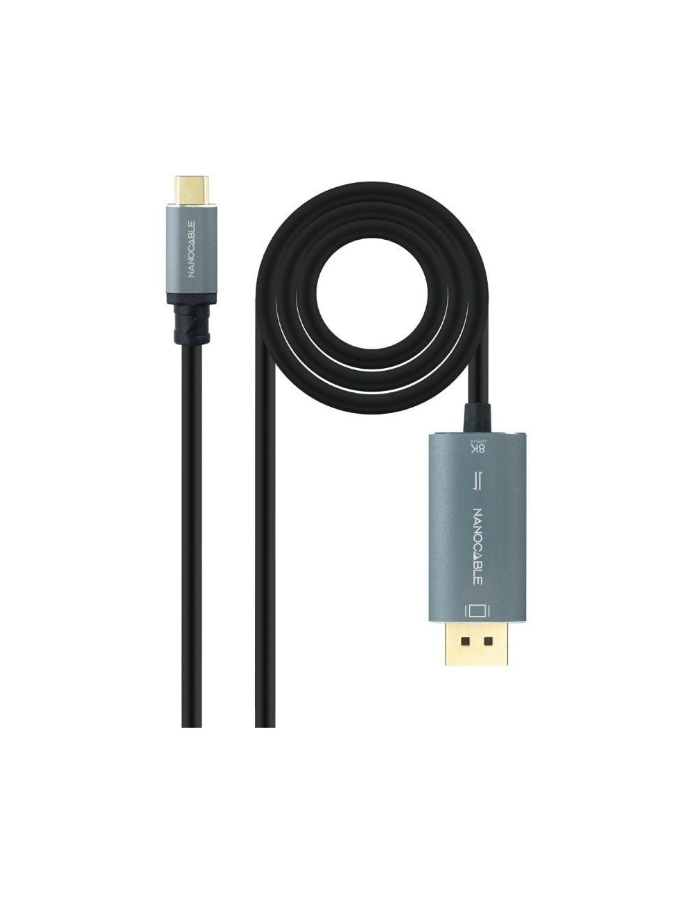 Cable Conversor Nanocable 10.15.5022/ USB Tipo-C Macho - Displayport Macho/ 2m/ Negro