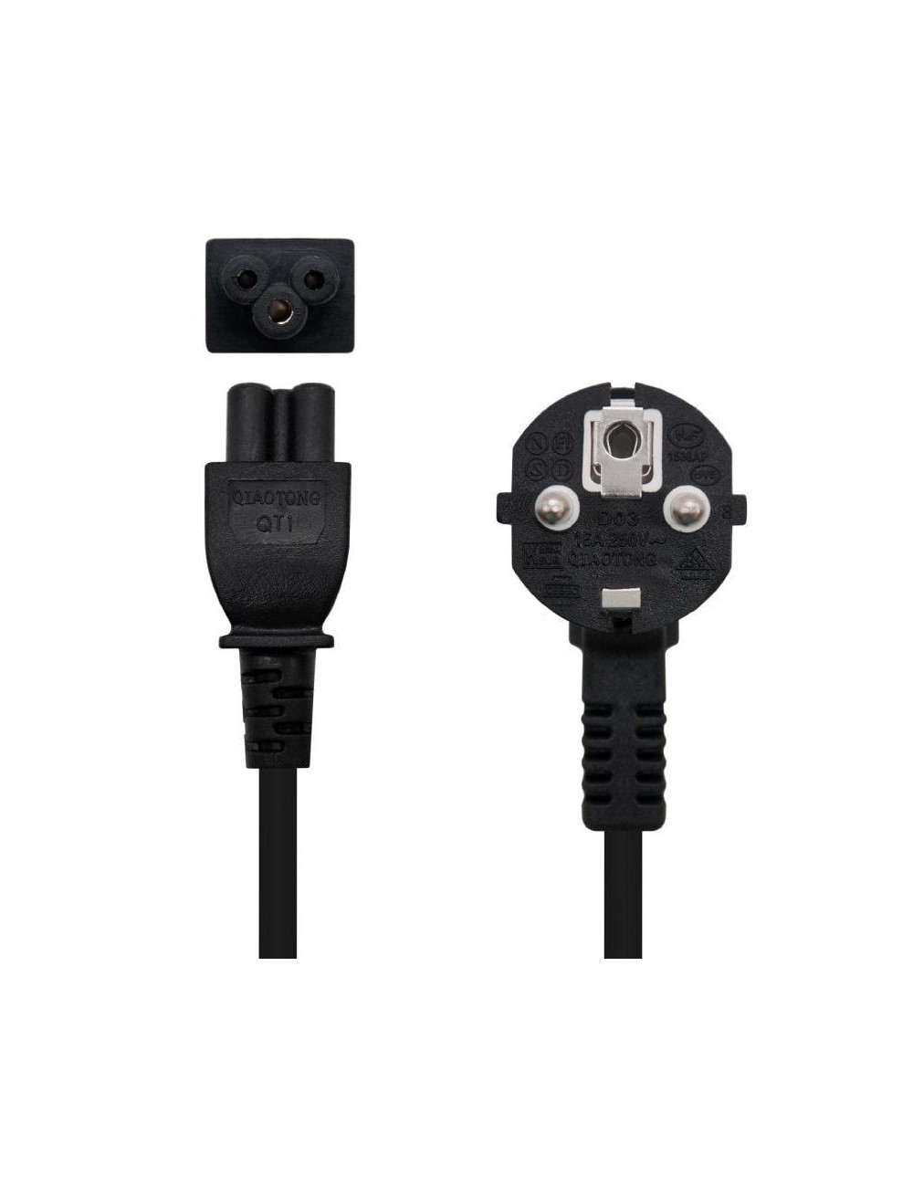 Cable Alimentación Trébol Nanocable 10.22.0302-L300/ Schuko Macho - C5 Hembra/ 3m/ Negro