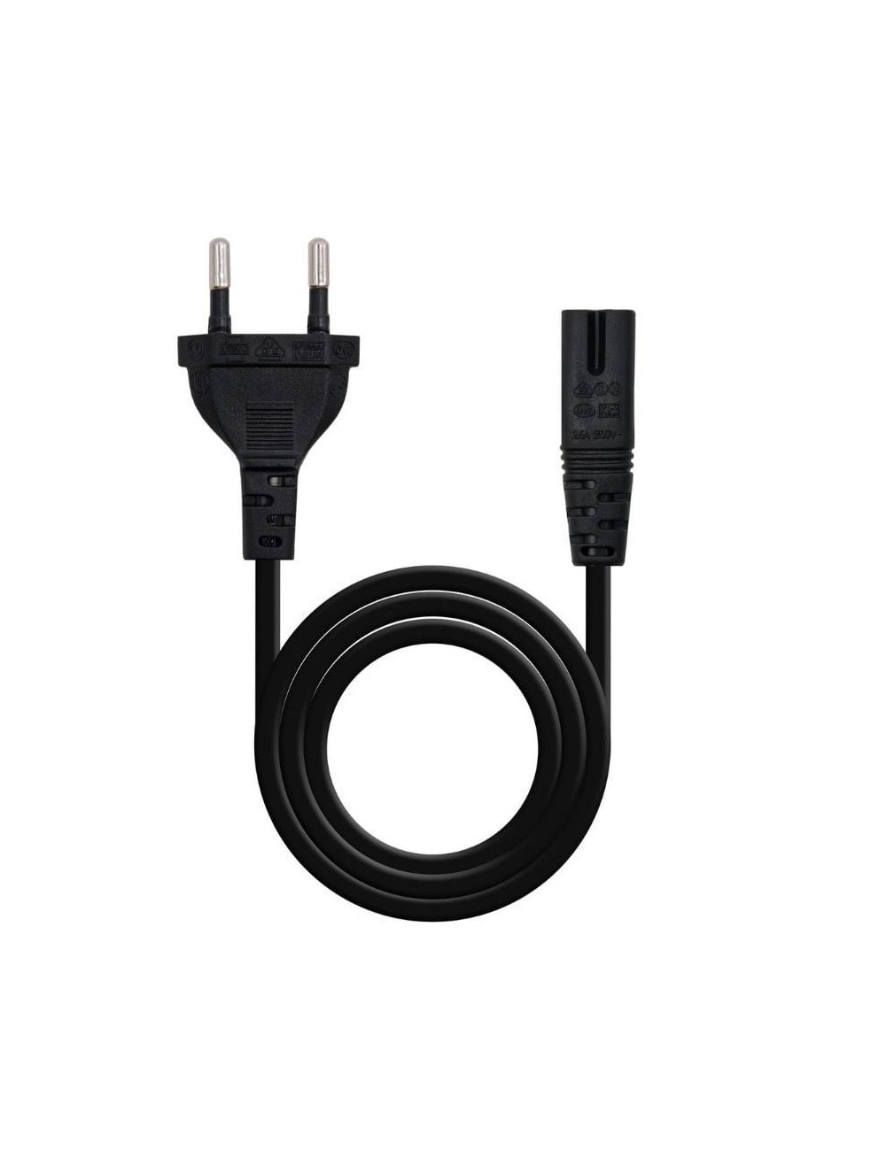 Cable Alimentación Forma 8 Nanocable 10.22.0402-L200/ CEE7/16 Macho - C7 Hembra/ 2m/ Negro