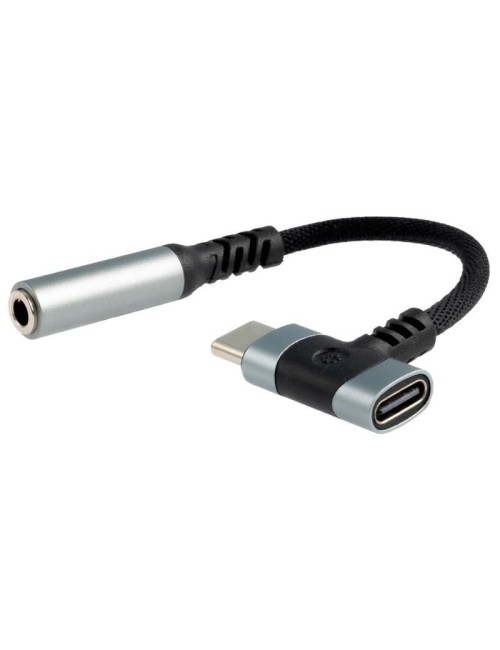 Cable Conversor Audio Nanocable 10.24.1207/ USB Tipo-C Macho - Jack 3.5/ USB Tipo-C Hembra/ 10cm/ Negro