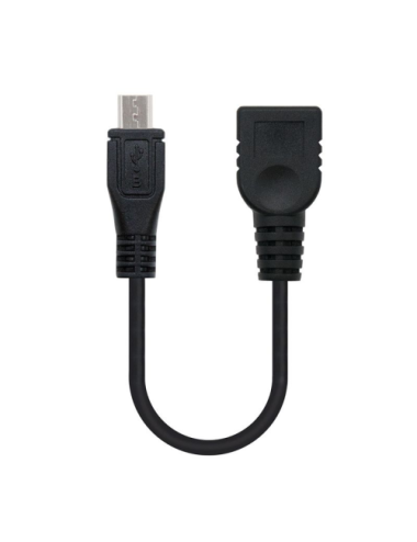 Cable USB 2.0 Nanocable 10.01.3500/ MicroUSB Macho - USB Hembra/ 15cm/ Negro