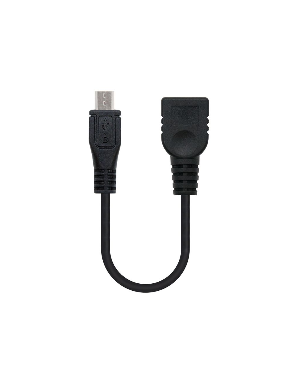 Cable USB 2.0 Nanocable 10.01.3500/ MicroUSB Macho - USB Hembra/ 15cm/ Negro