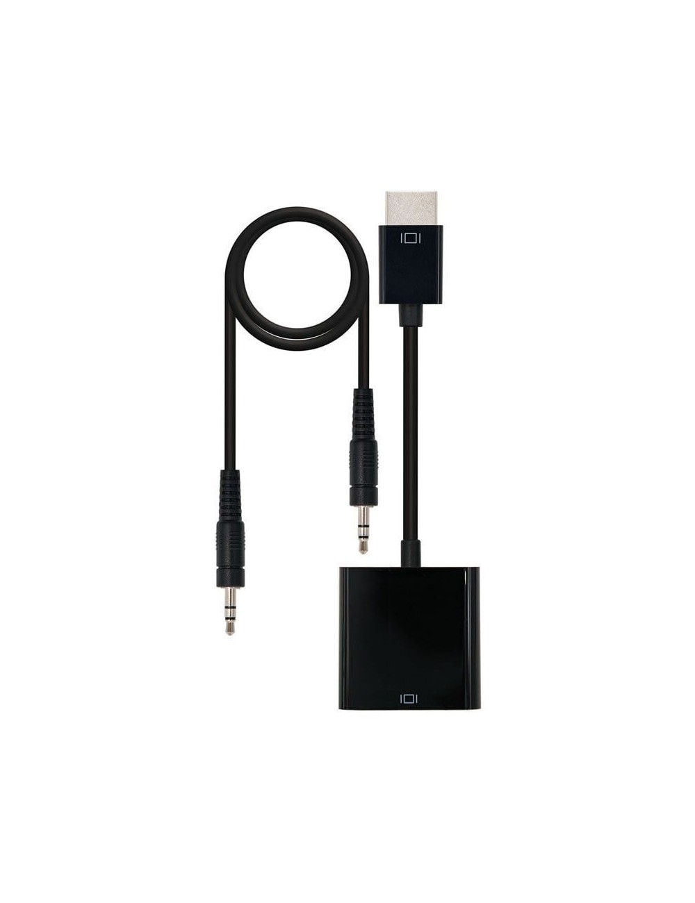 Conversor Nanocable 10.16.2001-BK/ HDMI Macho - VGA Hembra/ Jack 3.5 Hembra/ 10cm/ Negro