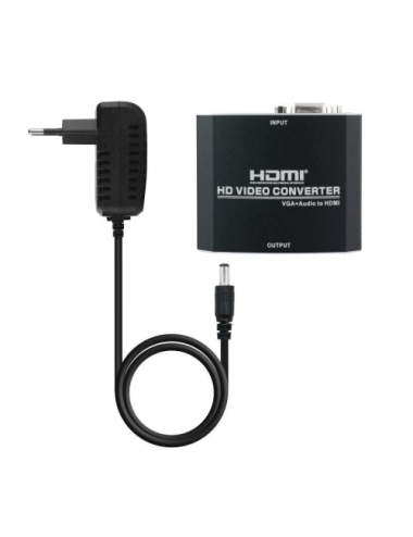 Conversor Nanocable 10.16.2101-BK/ HDMI Hembra - VGA Hembra/ Jack 3.5 Hembra/ 15cm/ Negro