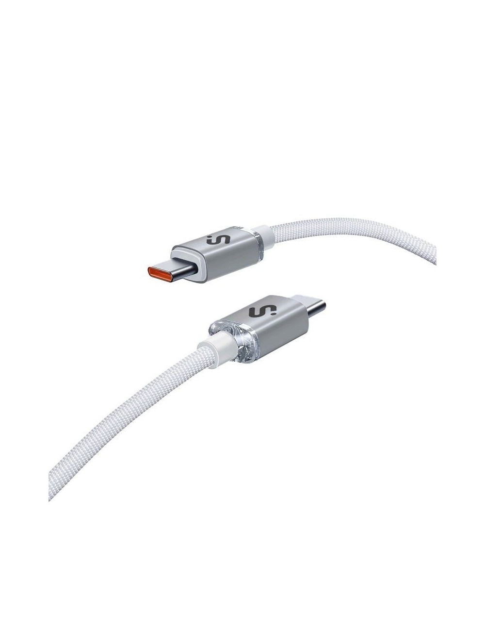 Cable USB 2.0 Tipo-C Subblim Optimus/ USB Tipo-C Macho - USB Tipo-C Macho/ Hasta 60W/ 480Mbps/ 1m/ Blanco